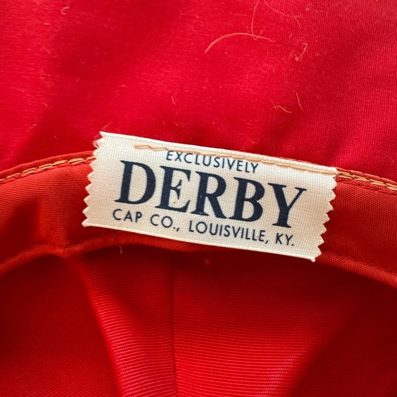Vibrant Red Satin Hat with White Trim - Picture 2 of 3